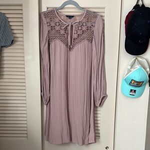 Elegant Pink Lace Detail Dress